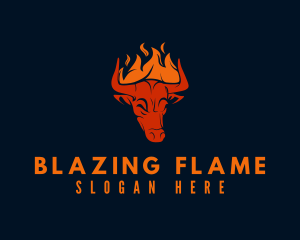 Flaming Bull Horns logo design