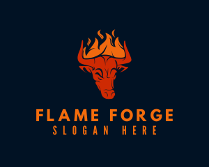 Flaming Bull Horns logo design