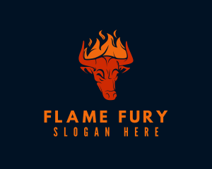 Flaming Bull Horns logo design