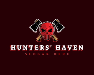 Skull Hunter Axe logo design