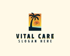 Palm Tree Beach Vacation Logo