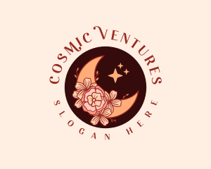 Cosmic Moon Flower logo design