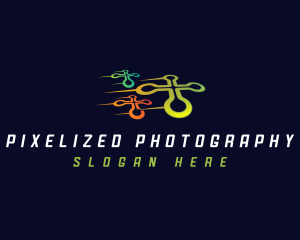 Quadcopter Drone Tech logo design