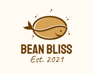 Coffee Bean Fish  logo design