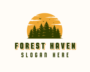 Sunset Forest Tree logo design