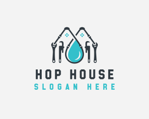 House Plumbing Wrench logo design