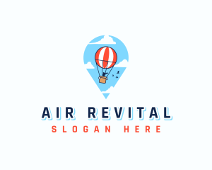 Travel Pin Hot Air Balloon logo design