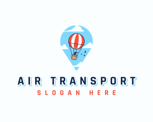 Travel Pin Hot Air Balloon logo design