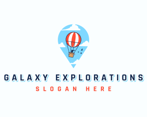 Travel Pin Hot Air Balloon logo design