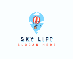 Travel Pin Hot Air Balloon logo design