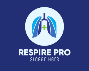 Blue Breathing Lungs logo design