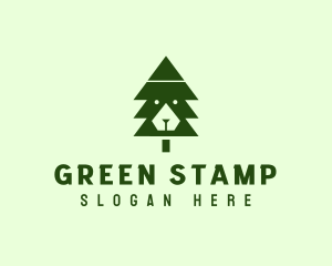 Green Pine Tree Bear logo design