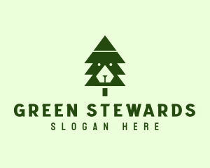 Green Pine Tree Bear logo design