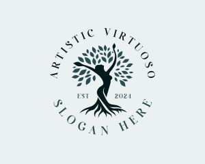 Environmental Woman Tree logo design