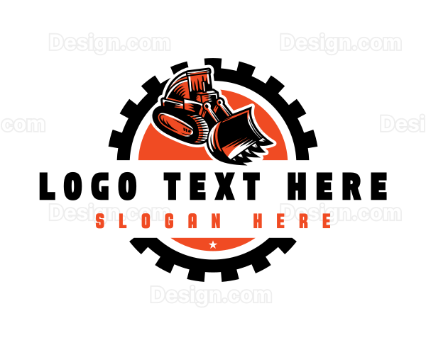 Machine Excavator Construction Logo