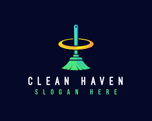 Cleaning Broom Housekeeping logo design