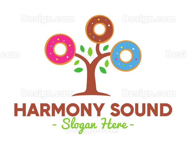 Colorful Doughnut Tree Logo