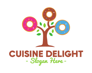 Colorful Doughnut Tree logo design