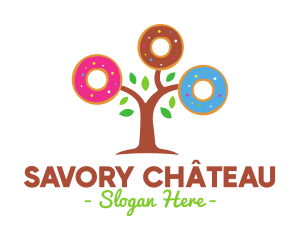 Colorful Doughnut Tree logo design