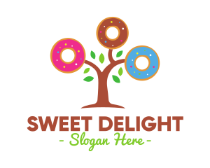 Colorful Doughnut Tree logo design