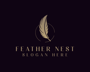 Author Writer Feather logo design