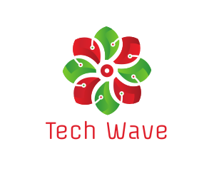 Flower Tech Circuit logo design