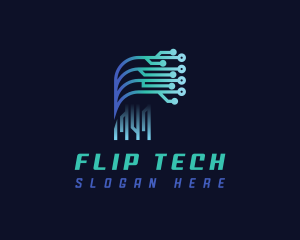 Digital Tech Letter F logo design