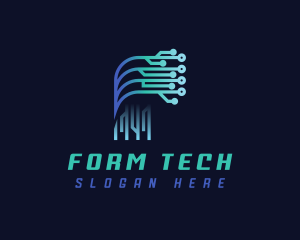 Digital Tech Letter F logo design