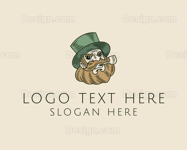 Smoking Pipe Leprechaun Logo