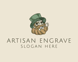 Smoking Pipe Leprechaun logo design