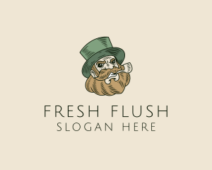 Smoking Pipe Leprechaun logo design