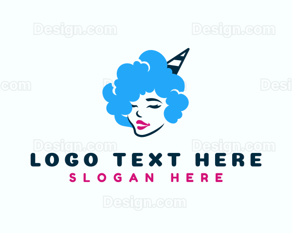 Cotton Candy Hair Lady Logo