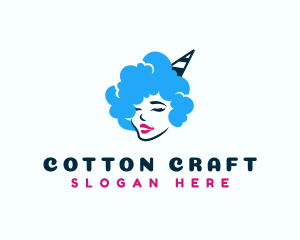 Cotton Candy Hair Lady logo design