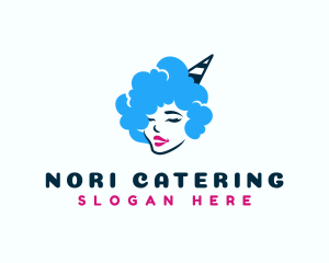 Cotton Candy Hair Lady logo design