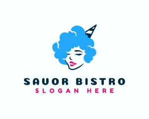 Cotton Candy Hair Lady logo design