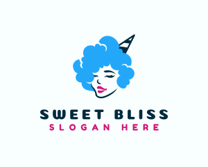 Cotton Candy Hair Lady logo design