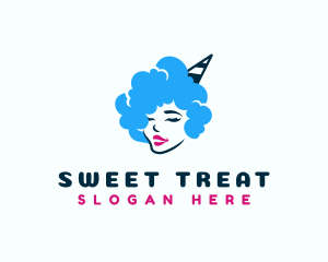 Cotton Candy Hair Lady logo design