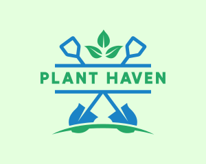 Planting Shovel Dig Yard logo design