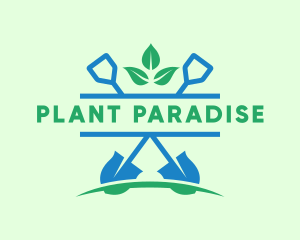 Planting Shovel Dig Yard logo design