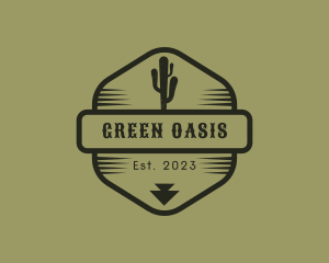 Desert Cactus Hexagon logo design
