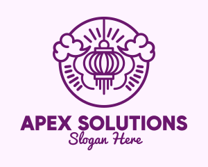 Purple Asian Lantern Clouds logo design