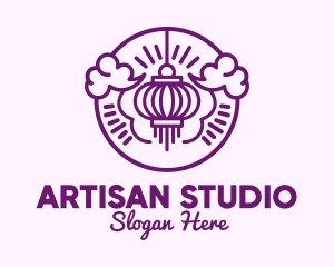 Purple Asian Lantern Clouds logo design