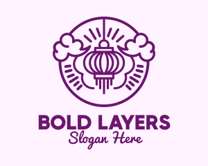 Purple Asian Lantern Clouds logo design