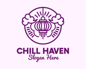 Purple Asian Lantern Clouds logo design