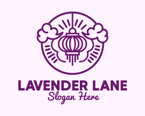 Purple Asian Lantern Clouds logo design