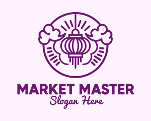 Purple Asian Lantern Clouds logo design