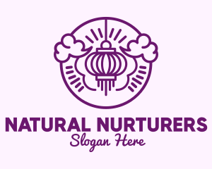 Purple Asian Lantern Clouds logo design