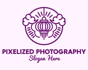 Purple Asian Lantern Clouds logo design