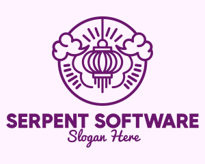 Purple Asian Lantern Clouds logo design