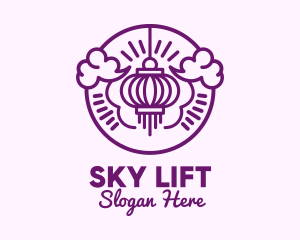 Purple Asian Lantern Clouds logo design